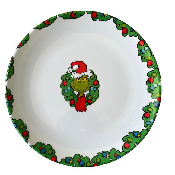 Dr. Seuss THE GRINCH Melamine Dinner Plates Set of 4 Green Red Christmas NEW - Picture 8 of 15
